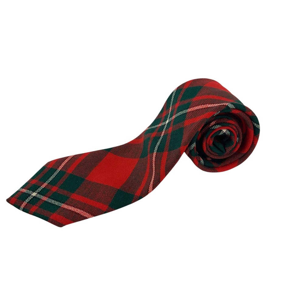 MacGregor Red Green Plaid Tartan Wool Necktie Made in Scotland